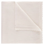SCALLOPED TRIM RIBBED KNIT BLANKET - IVORY