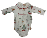 CHRISTMAS TREE PRINTED PIMA BUBBLE WITH ROUND COLLAR