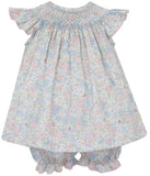 CAROLINE - PINK AND BLUE LIBERTY FLORAL ANGEL WING BISHOP BLOOMER SET