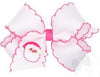 MEDIUM GROSGRAIN HAIR BOW WITH MOONSTITCH EDGE AND HOLIDAY - THEMED SANTA CLAUSE EMBROIDERY