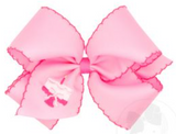 MEDIUM BIRTHDAY CAKE EMBROIDERED MOONSTITCH EDGE HAIR BOW