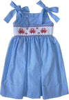 LULU BEBE CRAB SMOCKED WAIST DRESS WITH STRAPS