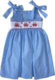 LULU BEBE CRAB SMOCKED WAIST DRESS WITH STRAPS