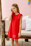 RUEHLING RUFFLE DRESS - RICHMOND RED