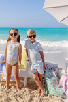 ISABELLE BEACH BAG HANOVER HAND BLOCK WITH PALM BEACH PINK