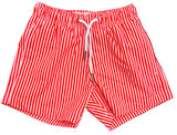 RED AND WHITE SWIM TRUNKS