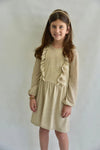 GOLD METALLIC SHIMMER RUFFLE LONG SLEEVE DRESS