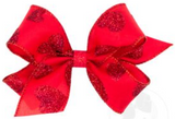 MEDIUM VALENTINE TAFFETA GLITTER HEART HAIR BOW