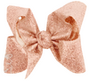 5.5" GLITTER METALLIC BOW ON CLIP - LIGHT CORAL