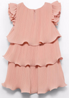 GIRL LAYERED PLEATED CHIFFON DRESS - SALMON