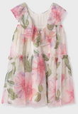 BIG FLORAL PRINTED GAUZE DRESS