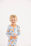 PAYTON PAJAMA SET - CANDY AND CRITTERS (BUCKHEAD BLUE) WITH SEASHORE SHERBERT