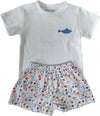 SHELLFISH PRINT EMBROIDERED SHORT SET
