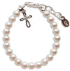STERLING SILVER PEARLS CROSS BRACELET - LARGE