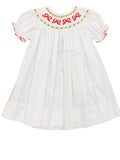 BOW SMOCKED WAIST RED DRESS