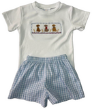 PUPS SMOCKED SHIRT AND SHORT SET