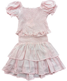 LIGHT PINK SMOCKED BODICE SKIRT SET