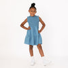 GIRLS DENIM CHAMBRAY SMOCKED TIERED DRESS