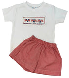 BOYS SMOCKED FLAG SHORT SET