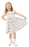 BIRTHDAY CAKES FLUTTER SLEEVE TWIRL DRESS