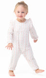 ROSEBUD STRIPE LONG SLEEVE RUFFLE ROMPER