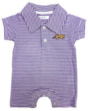 PURPLE STRIPED SHORT SLEEVE POLO ROMPER