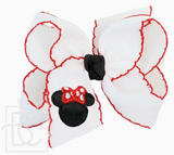 5.5" MINNIE MOUSE EMBROIDERED BOW WITH KNOT