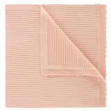 SCALLOPED TRIM RIBBED KNIT BLANKET - BLUSH