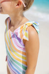 BROOKHAVEN BOW BATHING SUIT - RAINBOW ROLLERSKATE STRIPE