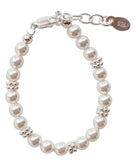 STERLING SILVER & PEARLS DAISY ACCENT BRACELET - SMALL