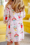 LINDY'S LUNCH DRESS - PINK AND PLENTIFUL WITH RICHMOND RED AND WORTH AVENUE WHITE BUTTONS