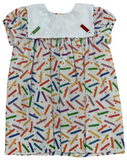 CRAYON SQUARE COLLAR EMBROIDERED DRESS