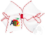 MEDIUM BACK TO SCHOOL ABC'S EMBROIDERED HAIR BOW