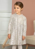 SEQUIN DRESS WITH BOW- SAND