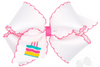 KING BIRTHDAY THEMED GROSGRAIN HAIRBOW WITH MOONSTITCH EDGE