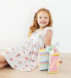 BIRTHDAY CAKES FLUTTER SLEEVE TWIRL DRESS