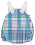 SANDLER SUNSUIT - LAUDERDALE PIER PLAID WITH WORTH AVENUE WHITE AND SAILBOAT APPLIQUES