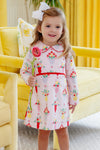 LINDY'S LUNCH DRESS - PINK AND PLENTIFUL WITH RICHMOND RED AND WORTH AVENUE WHITE BUTTONS