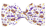 LSU STAR PRINT BABY HEADBAND WITH BOW