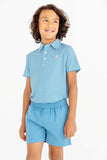PREPLETIC PRIM AND PROPER POLO SUMNER COUNTY STRIPE ( BARNSLEY BLUE ) WITH KEENELAND KHAKI STORK