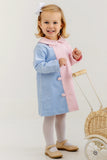 BLAIRE BUTTON DRESS ( CORDUROY ) BEALE STREET BLUE AND PALM BEACH PINK