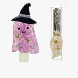 PINK GHOST AND BROOM ALLIGATOR CLIPS