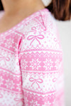 LONG SLEEVE POLLY PLAY DRESS - FROSTY FAIRISLE (PINK)