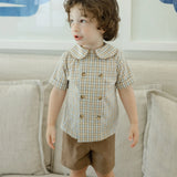 PECAN PLAID WITH BISON - DRESSY SHORT SET