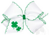 MEDIUM SHAMROCK EMBROIDERED GROSGRAIN HAIR BOW WITH MOONSTITCH EDGE