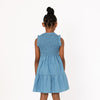 GIRLS DENIM CHAMBRAY SMOCKED TIERED DRESS