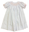 LULU BEBE BIG SISTER SMOCKED DRESS - WHITE AND PINK