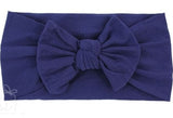 WIDE PANTYHOSE HEADBAND WITH KNOT - NAVY