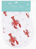 HEADS TAILS CRAWFISH BABY BURP CLOTH AND BIB 2 IN 1