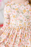PRETTY PEACHY 3/4 SLEEVE POCKET TWIRL DRESS